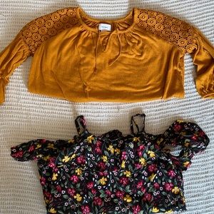 -Old Navy Mustard Peasant Top/ Old Navy Floral Top
